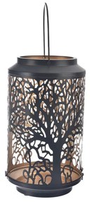 InDecor Świecznik metalowy Drzewo czarny, 15 x 15 x 23 cm, M