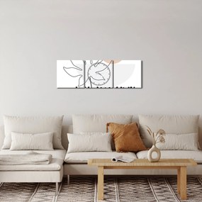 Obraz - Line art flowers N⁰3 (z zegarem) (90x30 cm)