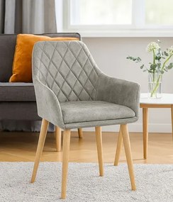 Szare pikowane krzesło tapicerowane z podłokietnikami H7-R24