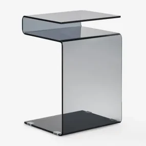 Prostokątny Stolik Pomocniczy 40x35 Cm Z Hartowanego Szkła Diora Czarna - Sklum
