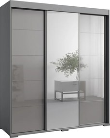 Szafa przeuwna z lutrem Como 3D1L 180 Szara (lacobel)