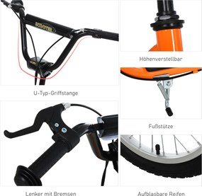 Hulajnoga miejska hulajnoga dla dzieci opony pneumatyczne regulacja aluminium pomarańczowy | Aosom.pl