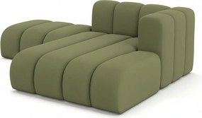 Szezlong z pufą Grand, tkanina Salvador, Oliwkowy, Prawy