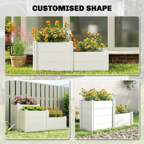 Outsunny Podwyższona Skrzynia Ogrodowa 3-poziomowa z Otwartym Dnem, Modułowe Ziołowe Łóżko DIY z Winylu | Aosom PL