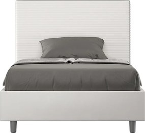 Łóżko bez stelaża tapicerowane 140x190 sztucznej skóry biały Focus