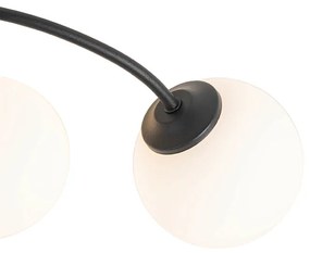 Nowoczesna lampa sufitowa czarna z opalizującym szkłem 6-świateł - Athens Nowoczesny Oswietlenie wewnetrzne