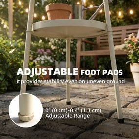 Outsunny Stolik pomocniczy Ø36 cm, stolik balkonowy z metalu, stolik tarasowy, okrągły stolik na taras, balkon, kremowy | Aosom PL