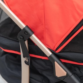 Outsunny Wózek dla Psa i Kota 2w1 Składany 1 Koszyk 1 Torba Czerwony | Aosom PL