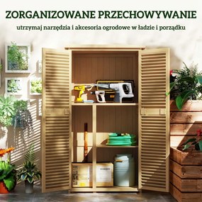 Outsunny Szafka Ogrodowa Wodoodporna, 2 Drzwi z Zamkiem, Drewno Sosnowe, 87D x 46,5S x 160W cm, Jasnożółty