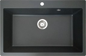 Sierra Zlewozmywak z jedną dużą komorą 76x50 z czarnej żywicy - Essebagno