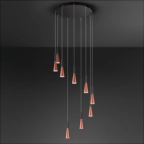 Lampa wisząca CONE, matowe różowe złoto, czerń, 9x7W, 3000K, Perenz