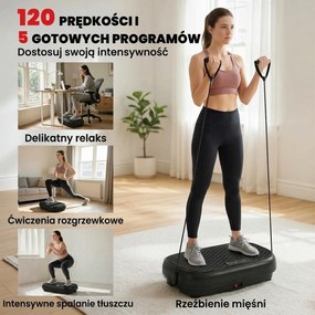 SPORTNOW Platforma wibracyjna z 120 poziomami intensywności, 5 programami, pilotem, wyświetlaczem LED, idealna do treningu mięśni, kolor czarny | Aosom PL
