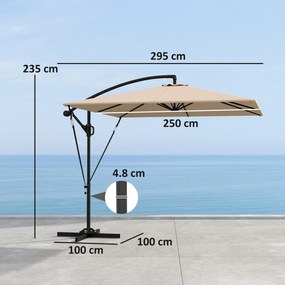 Outsunny Parasol ogrodowy Ø260 cm wodoodporny z ochroną UV 50 khaki do ogrodu i tarasu | Aosom PL