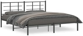 Czarne metalowe łóżko małżeńskie 180x200 cm - Laxo