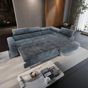 Masseno Narożnik VELISS z funkcją spania i pojemnikiem na pościel Rozkładana sofa do Salonu - Szary, TILIA 85
