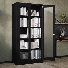 Szafa przeszkolona AMELIA 900 x 1850 x 400 mm, czarna