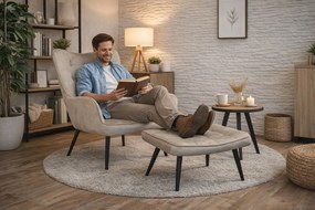 Fotel wypoczynkowy RELAX uszak z podnóżkiem : Kolor nogi - Czarna stożek, Kolor tkaniny - VELVET - MG09, Typ tkaniny - Velvet