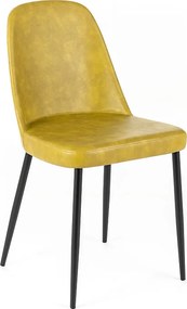 Zestaw 4 nowoczesnych krzeseł do jadalni w kolorze musztardowym "Damascus" obitych miękką w dotyku skórą ekologiczną