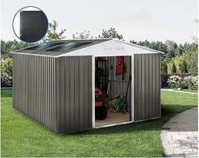 Metalowa szopa ogrodowa "Dallas" - 12,99 m² z panelami słonecznymi - Taupe