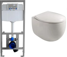 Zestaw podtynkowy WC Stelaż IPPO z miską wiszącą WC EGANI biała rimless z deską wolnoopadającą