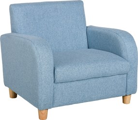 HOMCOM Sofa dziecięca fotelik dla dzieci z grubą pianką i poduszką siedziska len niebieski | Aosom PL
