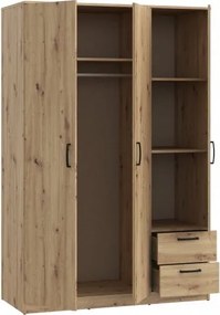 Trzydrzwiowa szafa z szufladami Niko 84-D78 dąb Artisan