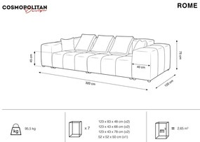 Czerwona aksamitna sofa 320 cm Rome Velvet – Cosmopolitan Design