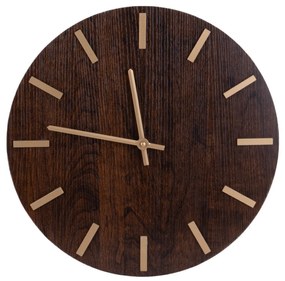 Zegar ścienny z minimalistyczną tarczą imitującą drewno, MDF, Ø 40 cm