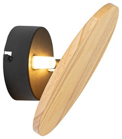 Rustykalna lampa ścienna okrągła z drewna - Pulley Rustykalny / Vintage Oswietlenie wewnetrzne