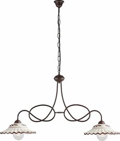 Bistrot żyrandol z czarnego żelaza z efektem rdzy, ceramiczne dyfuzory, 2 lampy, 98x30 cm