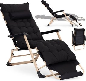 Leżak ogrodowy, składany, z poduszką Malta 010, czarny/złoty