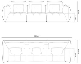 Ciemnozielona sofa 332 cm Bloom – Micadoni Home