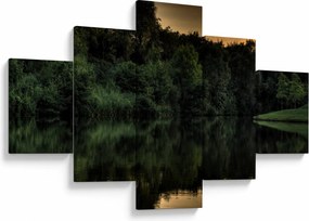 Obraz jeziora przy lesie (125x70 cm)