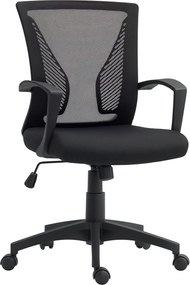 HOMCOM Fotel Biurowy z Siatkowym Oparciem, Regulowana Wysokość, do 120 kg, Czarny