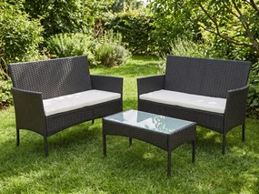 Komplet mebli na taras z technorattanu (2 x sofa + stolik) COMODO czarny