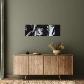 Obraz - Spojrzenie w lustro (z zegarem) (90x30 cm)