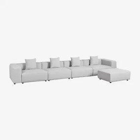 Modułowa Sofa 4-częściowa Z Wysokimi Podłokietnikami I Pufą (↔︎480 Cm) Bruna Tkaniny Gris Glacial - Sklum