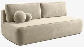 Sofa z Funkcją Spania ARVETO Kremowa Welurowa Nowoczesna