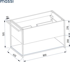 Szafka łazienkowa wisząca zielona loftowa 80 x 45 cm z umywalką z otworem VALO