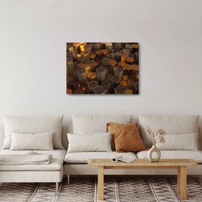 Obraz na szkle - Sześciokąty z brązu (70x50 cm)