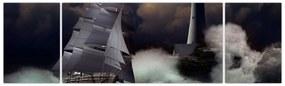 Obraz - Statek płynący przez wzburzone fale (170x50 cm)