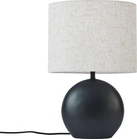 Lampa stołowa Japandi czarna z lnianym abażurem - Timo
