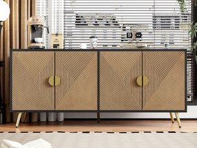 Nowoczesny bufet - z 3 drzwiami - Czarny i Naturalny