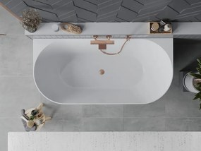 Mexen Oval Slim wanna wolnostojąca przyścienna 170 x 80 cm, biała, przelew miedź szczotkowana - 52661708000-65