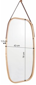 Wiszące lustro z bambusową ramą Lemi 3, 43 x 1,5 x76 cm
