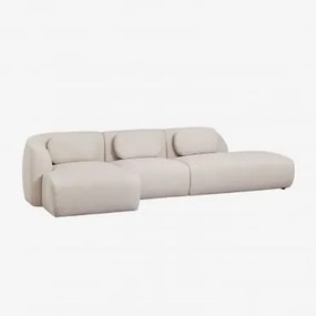Sofa Modułowy Z Lewym Szezlongiem, 3-częściowy Z Prawym Szezlongiem, Tapicerowany Tkaniną Chenille Coquette Szenila Kremowy Beż - Sklum