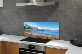 Szklany Panel Statek na Morzu w Lecie