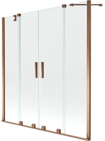 Mexen Velar Duo parawan nawannowy 2-skrzydłowy rozsuwany 140 x 150 cm, transparent, różowe złoto - 896-140-000-02-60
