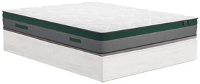 Zestaw 140 x 190 cm stelaż z białą skrzynią i szufladą + materac o grub. 22 cm ze sprężynami kieszeniowymi - PRESTIGE marki YSMÉE