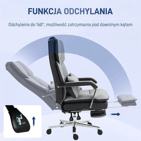 HOMCOM Krzesło Biurowe do Biurka Regulacja Wysokości Domowe Biuro Pianka Ciemnoszare | Aosom PL